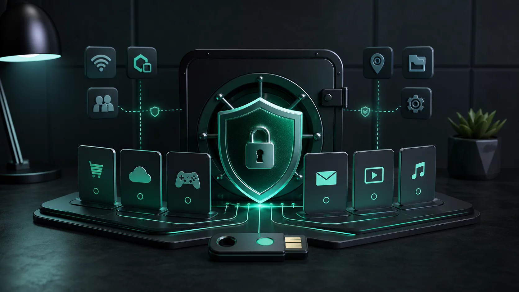Conceptual secure vault protecting a collection of anonymous online account cards