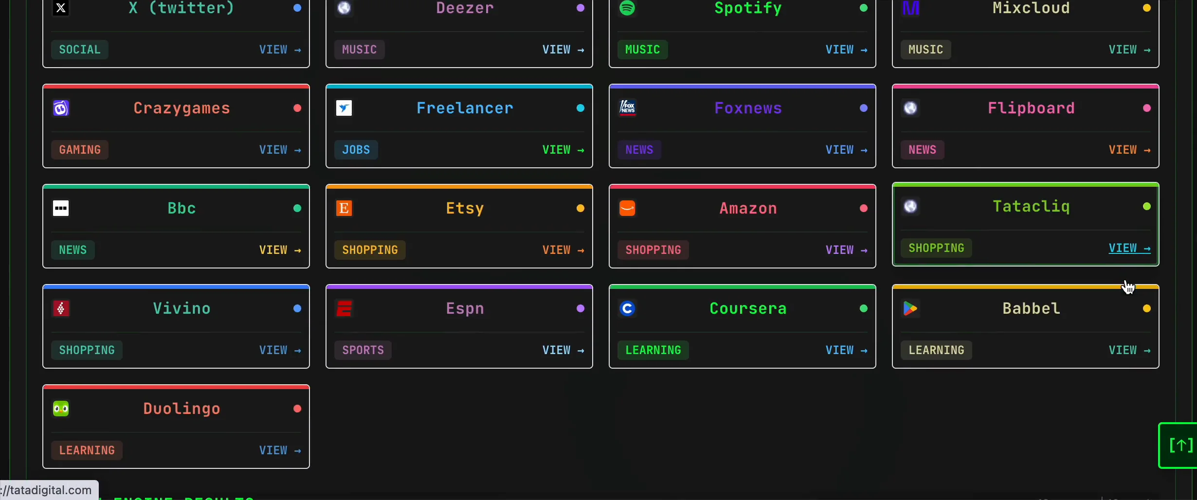 SpiderFoot.tools email Common Scan Results showing categorized service cards collected during the scan