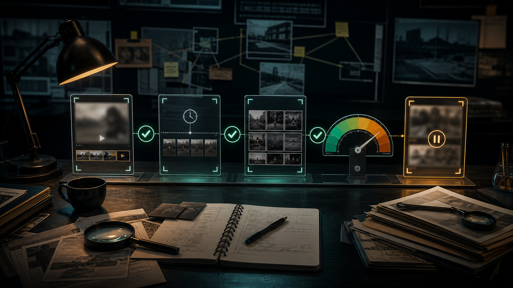 Conceptual screenshot verification workflow checking source time and context before reporting a claim